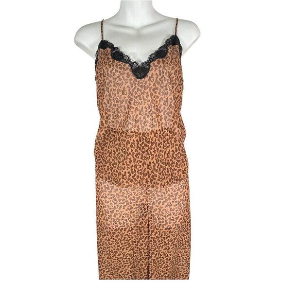 Nordstrom Intimates Size Medium Cheetah Print Sheer Lace Trim Elagent Sleep Wear - Picture 12 of 12